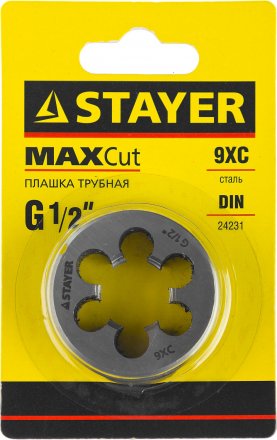 Плашка круглая ручная STAYER &quot;MASTER&quot;, сталь 9ХС, для трубной резьбы G 1/2`` 28029-1/2 купить в Тобольске