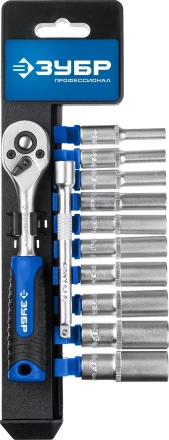 ЗУБР ТМ-12У, 12 предм., (1/4), набор торцовых головок, Профессионал (27651-H12) купить в Тобольске