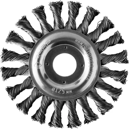 ЗУБР &quot;ПРОФЕССИОНАЛ&quot;. Щетка дисковая для УШМ, плетеные пучки стальной проволоки 0,5мм, 125х22мм 35190-125_z02 купить в Тобольске