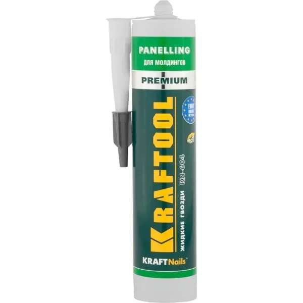 Клей монтажный KRAFTOOL KraftNails Premium KN-604, для молдингов, панелей и керамики, без растворителей, 310мл 41349_z01 купить в Тобольске