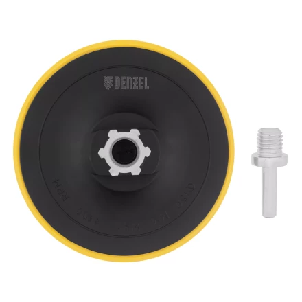 Тарелка опорная для дрели и УШМ с липучкой, 150 мм, стандартная, с адаптером c М14 на d8 Denzel 76252 купить в Тобольске