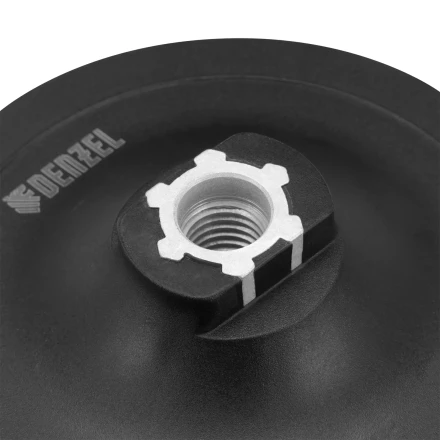 Тарелка опорная для дрели и УШМ с липучкой, 150 мм, стандартная, с адаптером c М14 на d8 Denzel 76252 купить в Тобольске