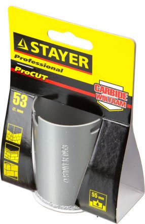 Коронка STAYER &quot;PROFESSIONAL&quot; кольцевая с карбидно-вольфрамовой крошкой, d=53мм 33345-53 купить в Тобольске