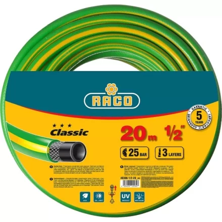 Шланг RACO CLASSIC поливочный, 25атм., армированный, 3-х слойный, 1/2&quot;х20м 40306-1/2-20_z01 купить в Тобольске