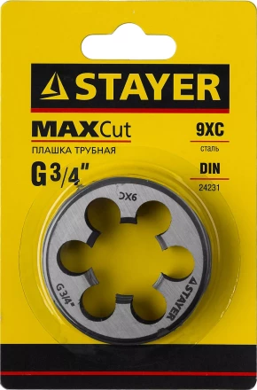 Плашка круглая ручная STAYER &quot;MASTER&quot;, сталь 9ХС, для трубной резьбы G 3/4`` 28029-3/4 купить в Тобольске