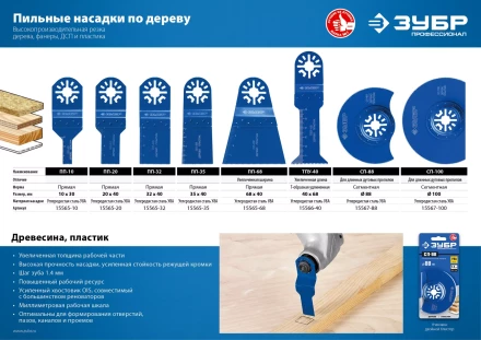 ЗУБР ПП-68 UniLock, 68 x 40 мм, OIS-хвост., насадка прямая пильная, Профессионал (15565-68) купить в Тобольске