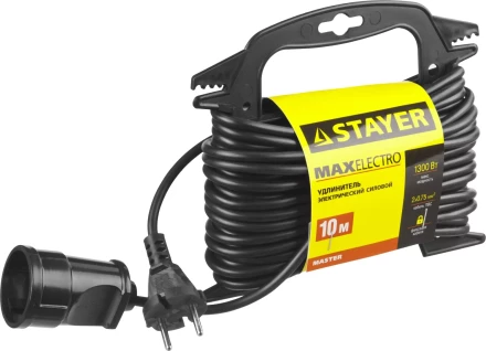 Удлинитель электрический &quot;MAXElectro&quot; на маленькой рамке, 10 м, 1 гнездо, STAYER 55014-10 купить в Тобольске