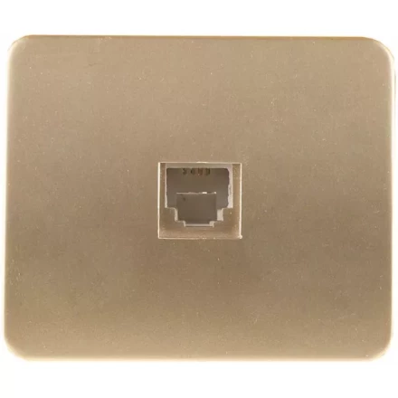Розетка СВЕТОЗАР &quot;ГАММА&quot; телефонная, одинарная, без вставки и рамки, цвет золотой металлик SV-54117-GM купить в Тобольске
