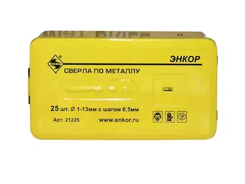 Набор сверл д/мет. 25шт 1-13/шаг0,5мм 9524 1/20 ЭНКОР 21225 купить в Тобольске