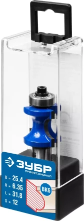 ЗУБР 25.4 x 31.8 мм, радиус 6.3 мм, фреза полустержневая с подшипником, Профессионал (28722-25.4) купить в Тобольске