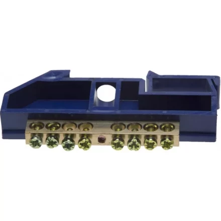 Шина СВЕТОЗАР нулевая на DIN-изоляторе, макс. ток 100А, 5,2мм, 8 полюсов 49807-08 купить в Тобольске