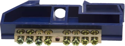 Шина СВЕТОЗАР нулевая на DIN-изоляторе, макс. ток 100А, 5,2мм, 8 полюсов 49807-08 купить в Тобольске