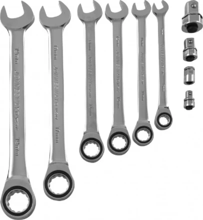 Набор ключей комбинированных трещеточных  8-19мм  адаптеры 10предметов Jonnesway W45110S 48879 купить в Тобольске