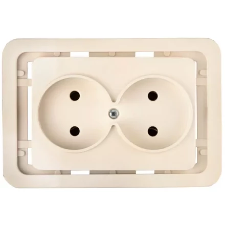 Розетка СВЕТОЗАР &quot;ГАММА&quot; двойная, цвет бежевый, 16А/~250В SV-54102-B купить в Тобольске