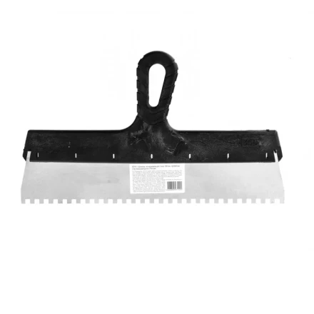 Шпатель  из нержавеющей стали 350 мм зуб 6 х 6 мм пластмассовая ручка 85141 купить в Тобольске