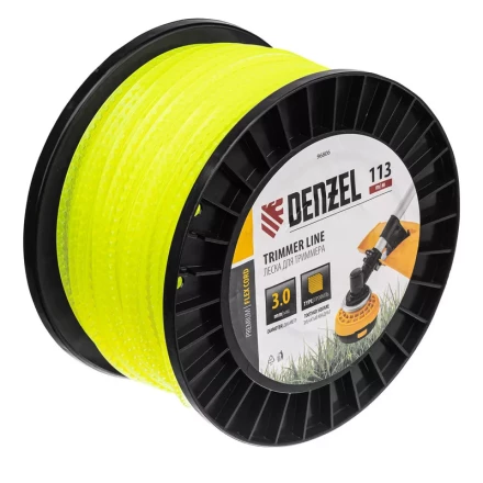 Леска для триммера зубчатый квадрат, 3,0мм х 113м, на DIN катушке FLEX CORD// Denzel 96806 купить в Тобольске