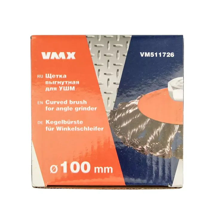 Щетка для УШМ М14/100 мм выгнутая сталь витая VMX 511726 купить в Тобольске