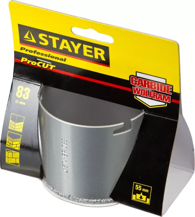 Коронка STAYER "PROFESSIONAL" кольцевая с карбидно-вольфрамовой крошкой, d=83мм 33345-83 купить в Тобольске