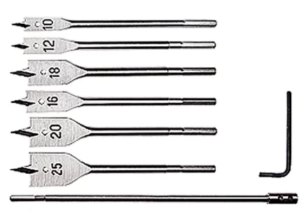 Набор сверл перовых по дереву 10-12-16-18-20-25 мм 6 шт удлинитель 300 мм MATRIX 70406 купить в Тобольске