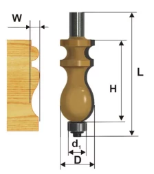 Фреза кромочная фигурная Ф222Х413 мм хвостовик 12 мм 46408