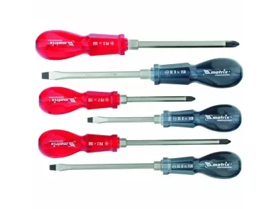 Набор ударных отверток 6штук PH1x75 PH2x100 PH3x150 SL5x75 SL6x100 SL8x150 CrV MATRIX 19113 купить в Тобольске