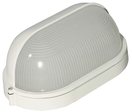 Светильник уличный СВЕТОЗАР влагозащищенный с верхним защитным кожухом, овал, цвет белый, 100Вт SV-57213-W купить в Тобольске