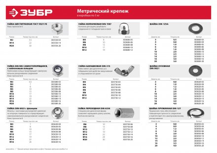 Гайка ЗУБР &quot;МАСТЕР&quot; DIN 985 самостопорящаяся, с нейлоновым кольцом, класс прочности 8, оцинкованная, M5, 5кг 303580-05 купить в Тобольске