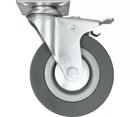 Аппаратное поворотное колесо с тормозом HITCH 75*20 резина серая SCgb93 (SZ084837) купить в Тобольске