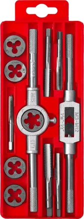 Набор ЗУБР &quot;МАСТЕР&quot; с металлореж. Инстр., метчики однопроходные и плашки М6-М12, оснастка - в пластиковом боксе, 12пред. 28121-H12 купить в Тобольске