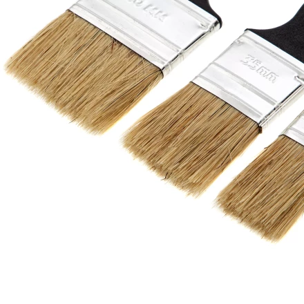 Набор кистей флейцевых 3 шт. (25 мм, 35 мм, 50 мм), натуральная щетина, пластиковая ручка Сибртех 82507 купить в Тобольске