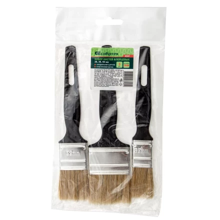 Набор кистей флейцевых 3 шт. (25 мм, 35 мм, 50 мм), натуральная щетина, пластиковая ручка Сибртех 82507 купить в Тобольске