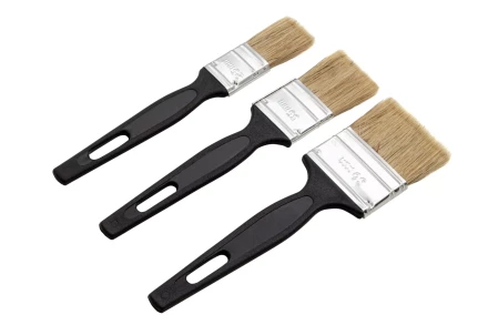 Набор кистей флейцевых 3 шт. (25 мм, 35 мм, 50 мм), натуральная щетина, пластиковая ручка Сибртех 82507 купить в Тобольске