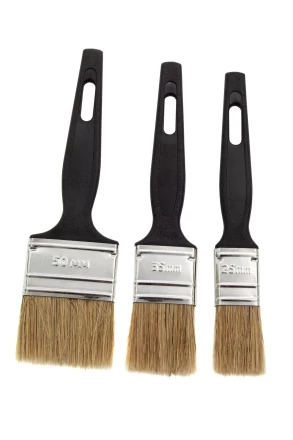 Набор кистей флейцевых 3 шт. (25 мм, 35 мм, 50 мм), натуральная щетина, пластиковая ручка Сибртех 82507 купить в Тобольске
