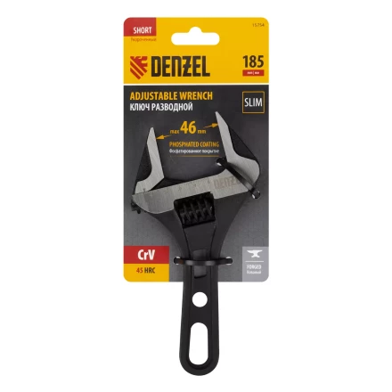 Ключ разводной 185 мм Denzel 15754, CrV, кованый, укороченная рукоятка купить в Тобольске
