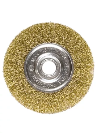 Щетка для УШМ, 200 мм, посадка 22,2 мм, плоская, латунированная витая проволока MATRIX 74668 купить в Тобольске