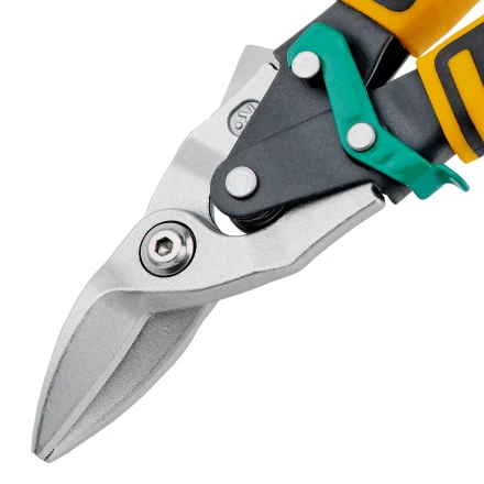 Ножницы по металлу Denzel 78371, 270 мм, прямой и правый рез, сталь-СrMo, трехкомпонентные рукоятки купить в Тобольске