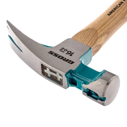 Молоток-гвоздодер с магнитом GROSS AMERICAN HICKORY 450 г угол 45 обрезиненная рукоятка 10415 купить в Тобольске