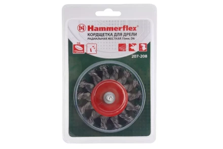 Кордщетка HAMMER плоская 75мм для дрели витая сталь (207-208) купить в Тобольске