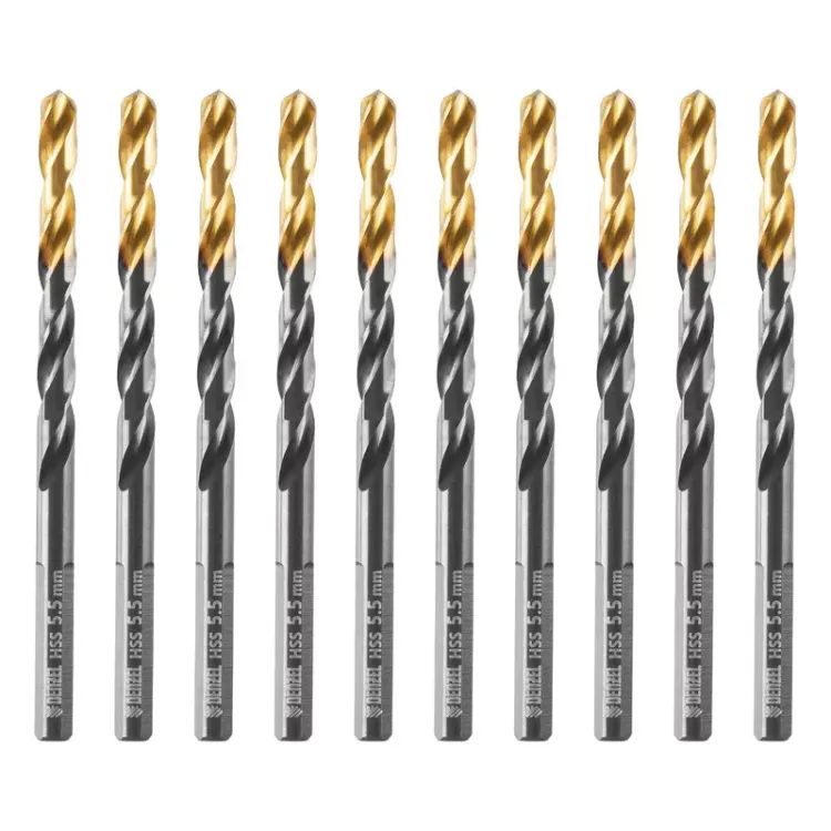 Сверло по металлу, 5,5 мм, HSS-Tin, Golden Tip, 10 шт. Denzel 717214 купить в Тобольске