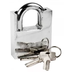 Замок ЗУБР &quot;ЭКСПЕРТ&quot; навесной, стальной корпус, закаленная дужка, с дополнительной защитой, 60мм 37223-60