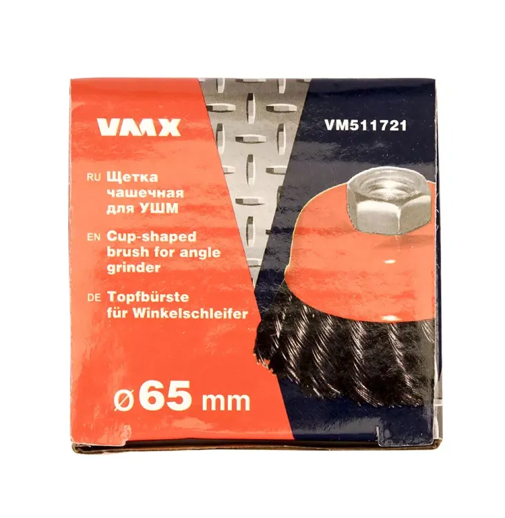Щетка для УШМ М14/65 мм чашечная сталь витая VMX 511721 купить в Тобольске