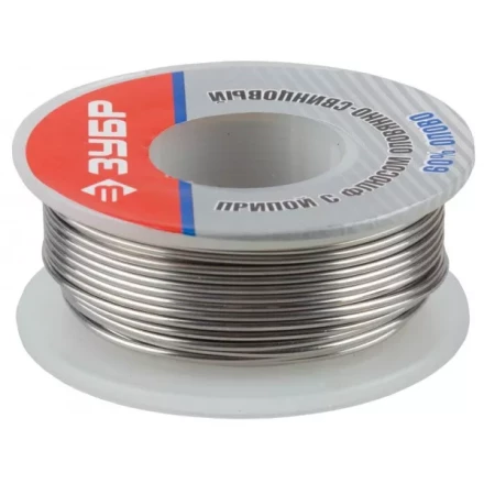 Припой ЗУБР оловянно-свинцовый, 60% Sn / 40% Pb, 100гр 55420-100 купить в Тобольске