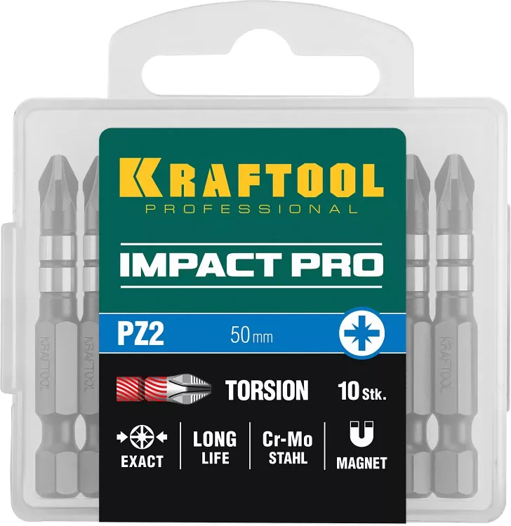 Биты для ударных шуруповертов KRAFTOOL Impact Pro PZ 26193-2-50-S10 купить в Тобольске