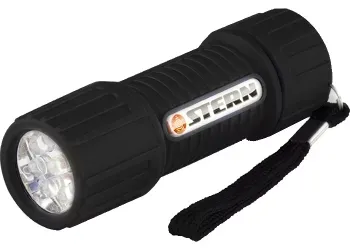 Фонарик светодиодный, чёрный корпус с мягким покрытие, 9Led, 3хААА, Stern 90510 купить в Тобольске