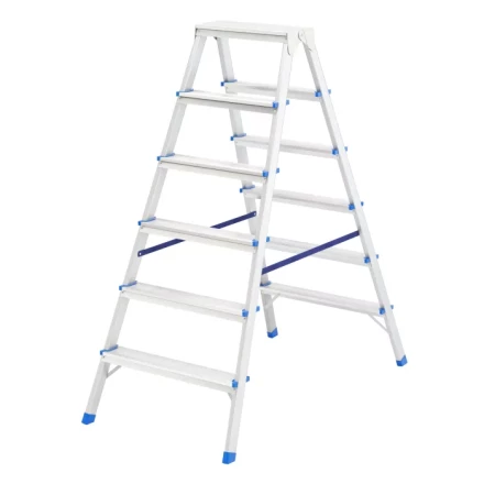 Стремянка двусторонняя 6 ступеней алюминиевая Сибртех 97926 купить в Тобольске