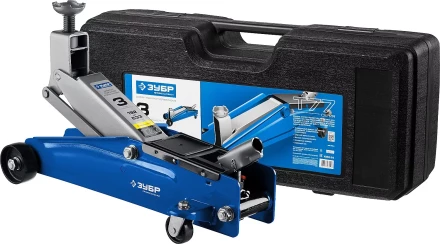 Домкрат гидравлический подкатной T77, 3т, 192-533мм, в кейсе, ЗУБР Профессионал 43055-3-K 43055-3-K купить в Тобольске
