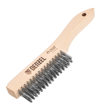 Щетка зачистная 4-х рядная, прямая проволока из нержавеющей стали с деревянной ручкой, EFP// Denzel 74844 купить в Тобольске