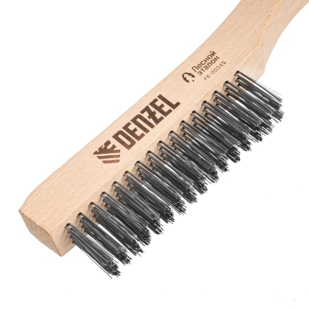 Щетка зачистная 4-х рядная, прямая проволока из нержавеющей стали с деревянной ручкой, EFP// Denzel 74844 купить в Тобольске