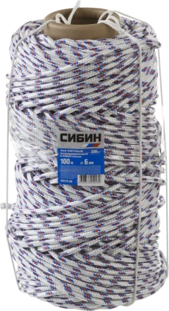 Фал плетёный полипропиленовый СИБИН 16-прядный с полипропиленовым сердечником, диаметр 6 мм, бухта 100 м, 320 кгс 50215-06 купить в Тобольске