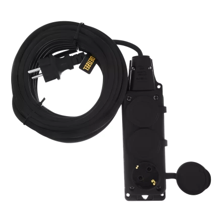 Удлинитель-шнур силовой Denzel Top Series 37421, КГТТ, 10м, 3 розетки, 3 x 1,5 мм, 3 м купить в Тобольске